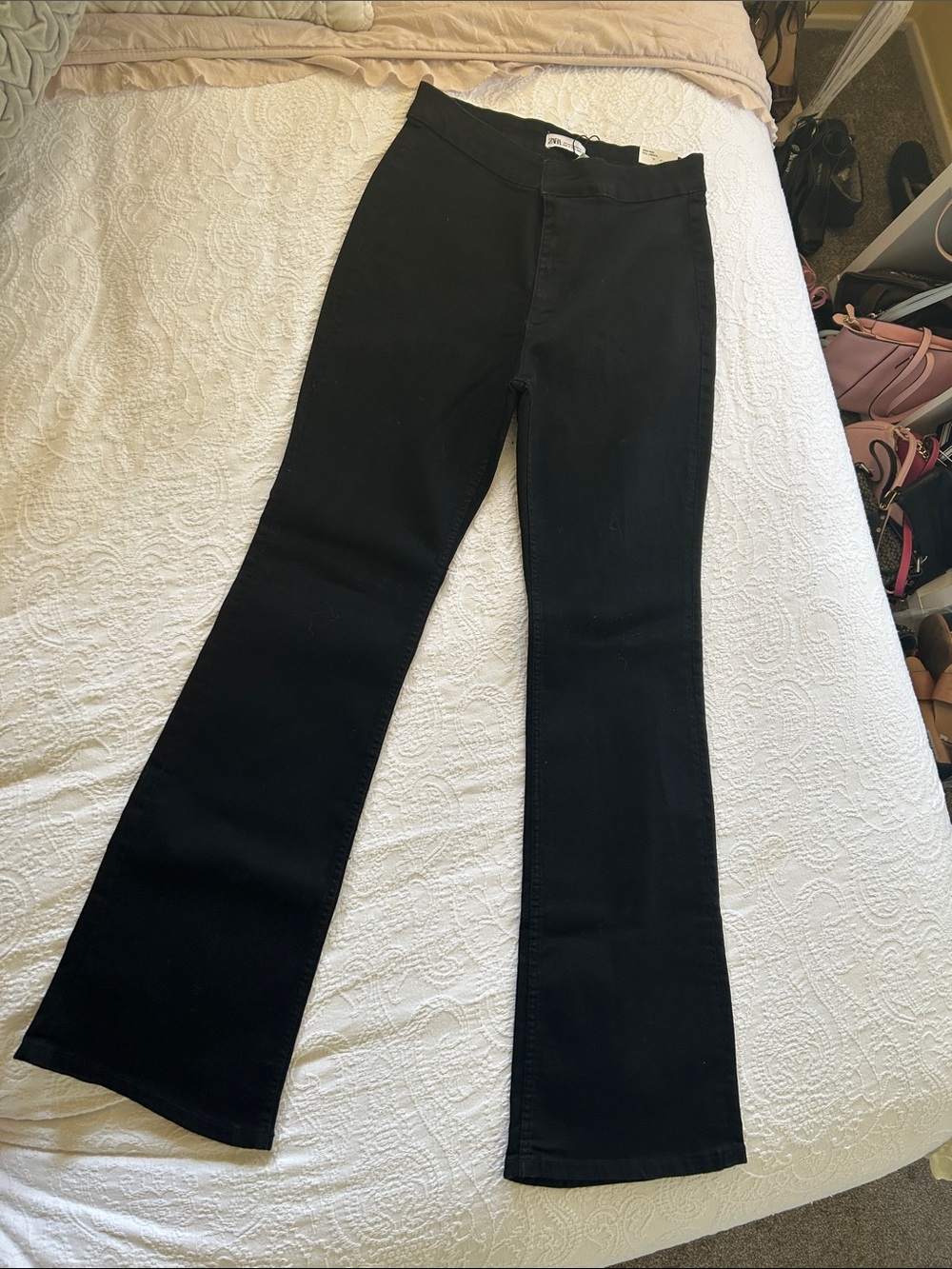 Zara Black Skinny Flare Pants